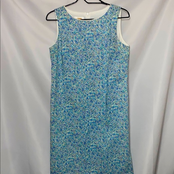 Talbots Wo size 6 Blue Sheath Midi Dress Scoop Neck Sleeveless. Floral design - Picture 1 of 12